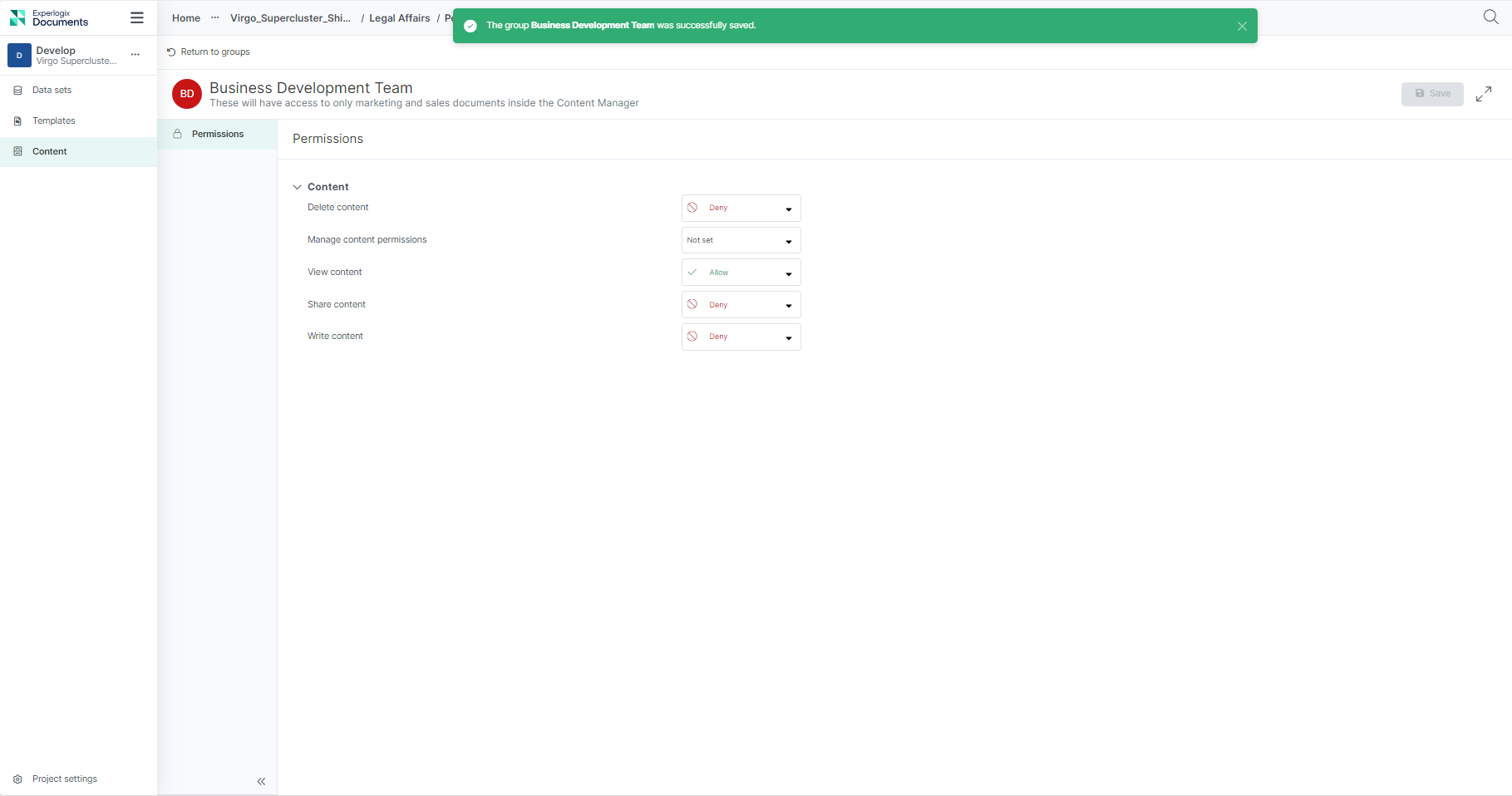 new Item level permissions setup success.png