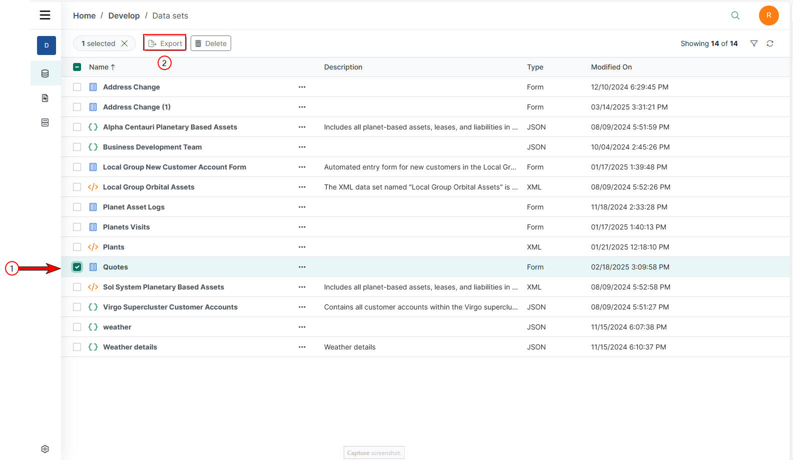 export a data set.png
