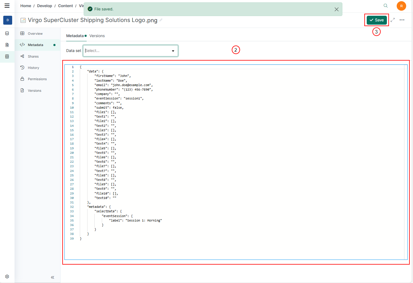 metadata tab code editor enter the  data.png