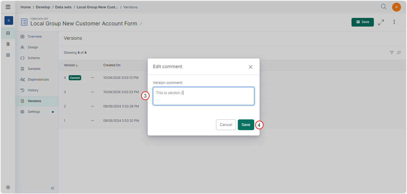 data sets versions tab edit comment dialog.png